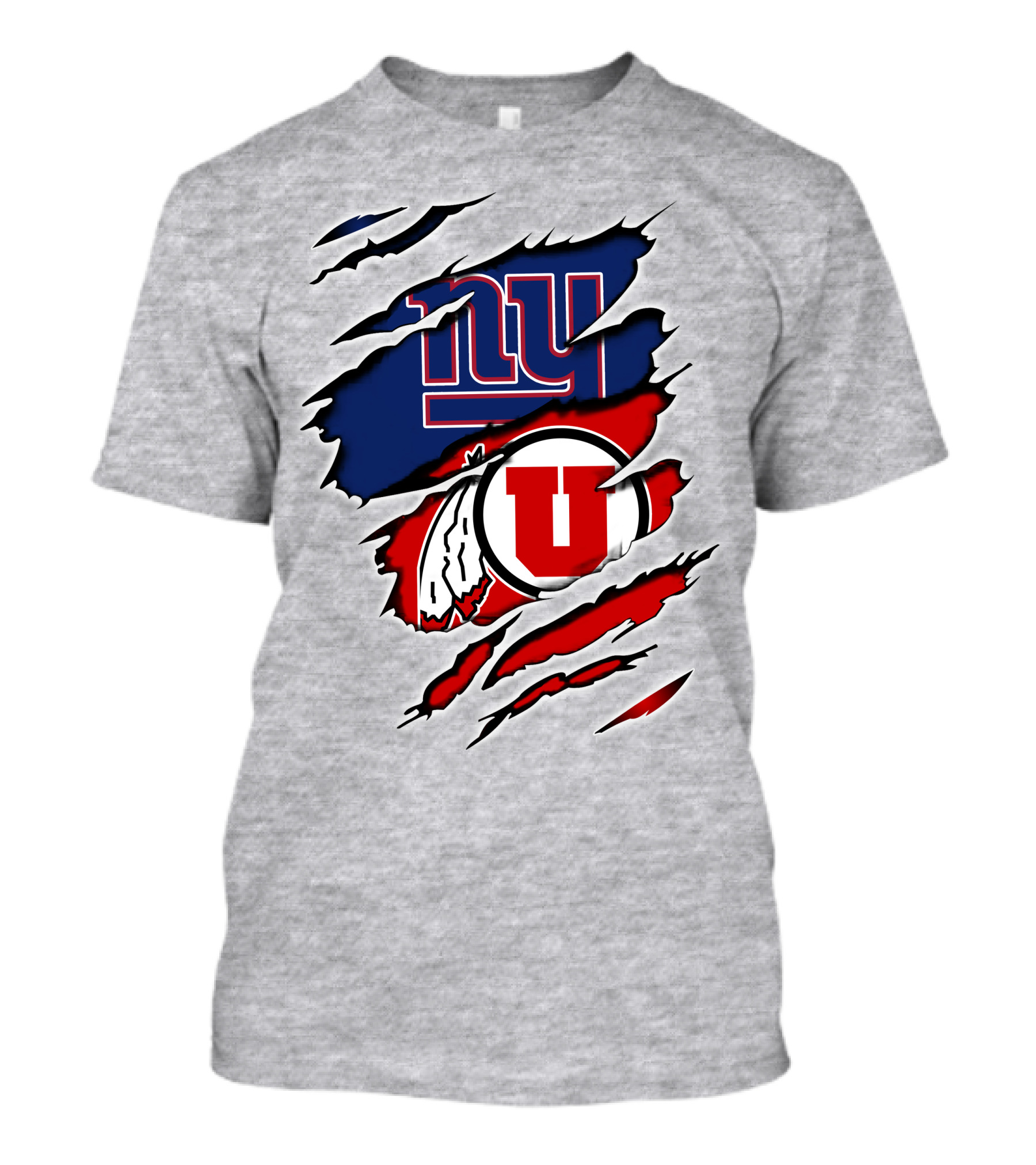 New York Giants Utah Utes Torn Logo Fusion T-Shirt