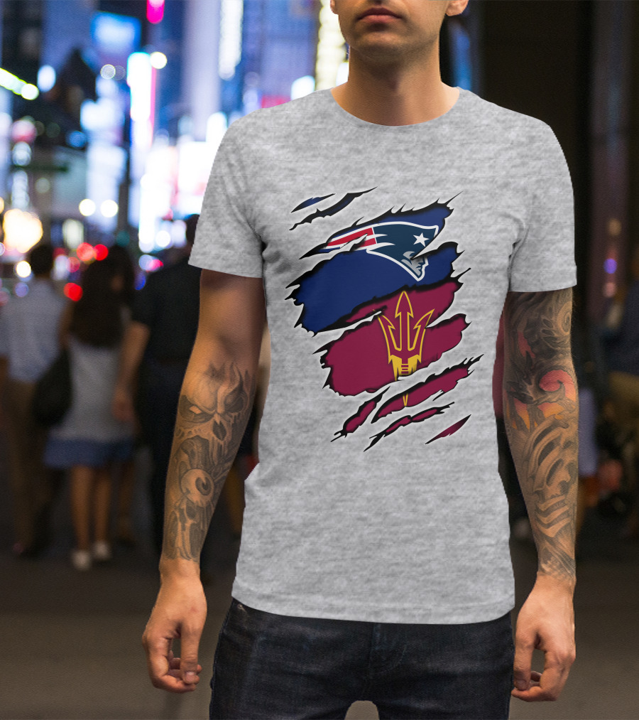 Patriots Asu New England Sun Devils Football Fusion T-Shirt