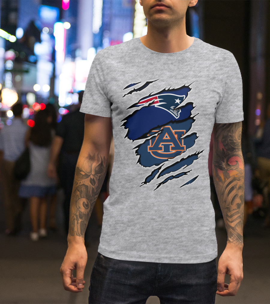 Patriots Auburn Tigers Logo Ripped T-Shirt