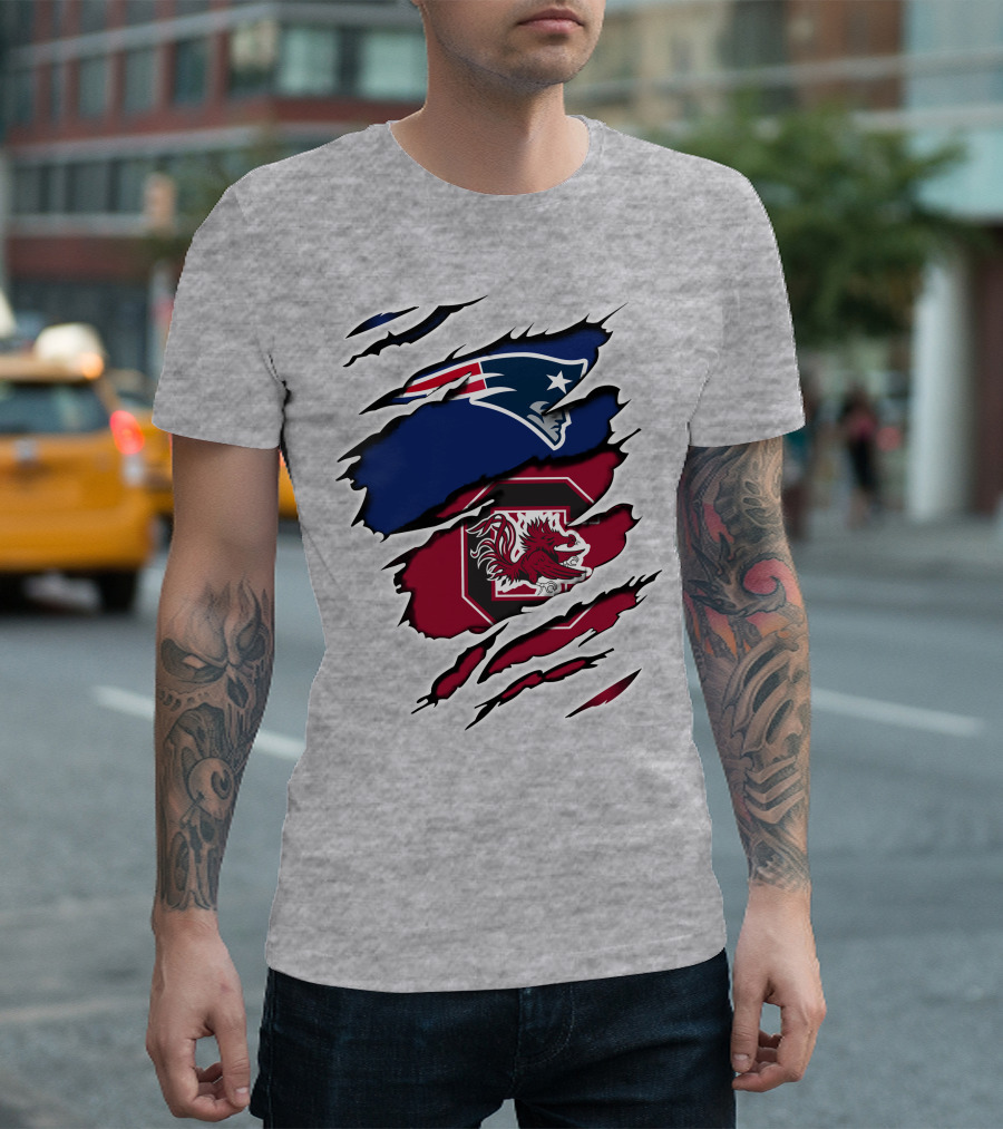 Patriots Gamecocks Logo Mashup Claw Marks T-Shirt