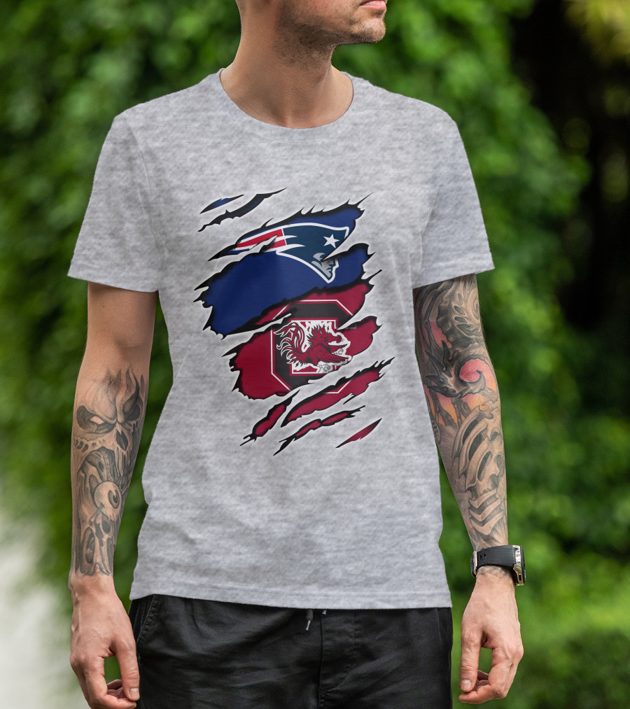 Patriots Gamecocks Logo Mashup Claw Marks T-Shirt