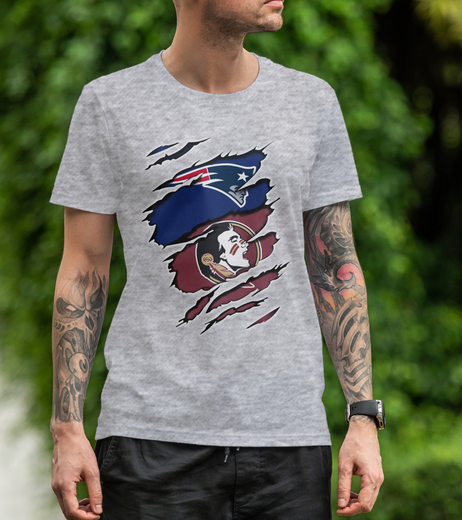 New England Patriots Florida State Seminoles Logo Mashup T-Shirt