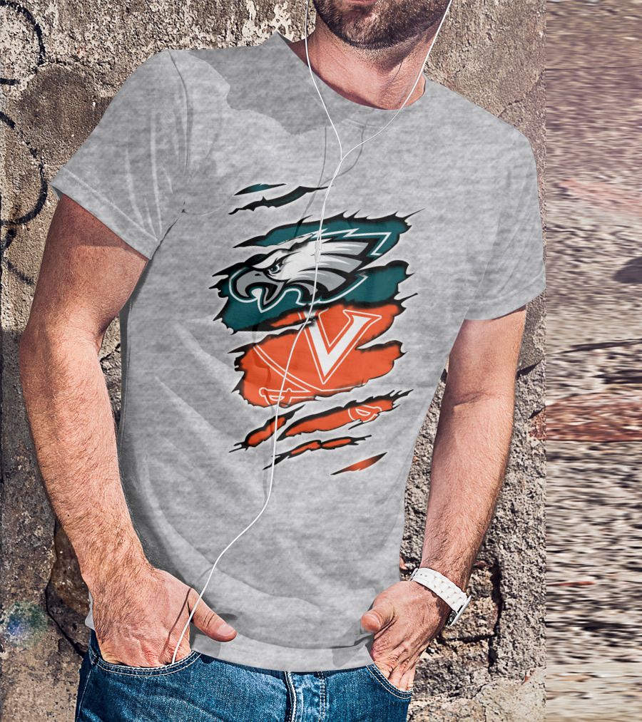 Philadelphia Eagles Virginia Cavaliers Logo Mashup T-Shirt