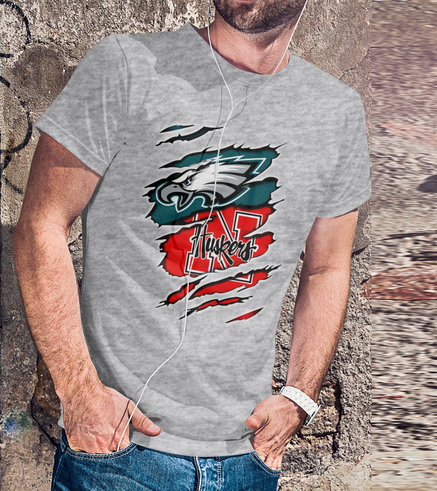 Philadelphia Eagles Nebraska Cornhuskers Crossover T-Shirt