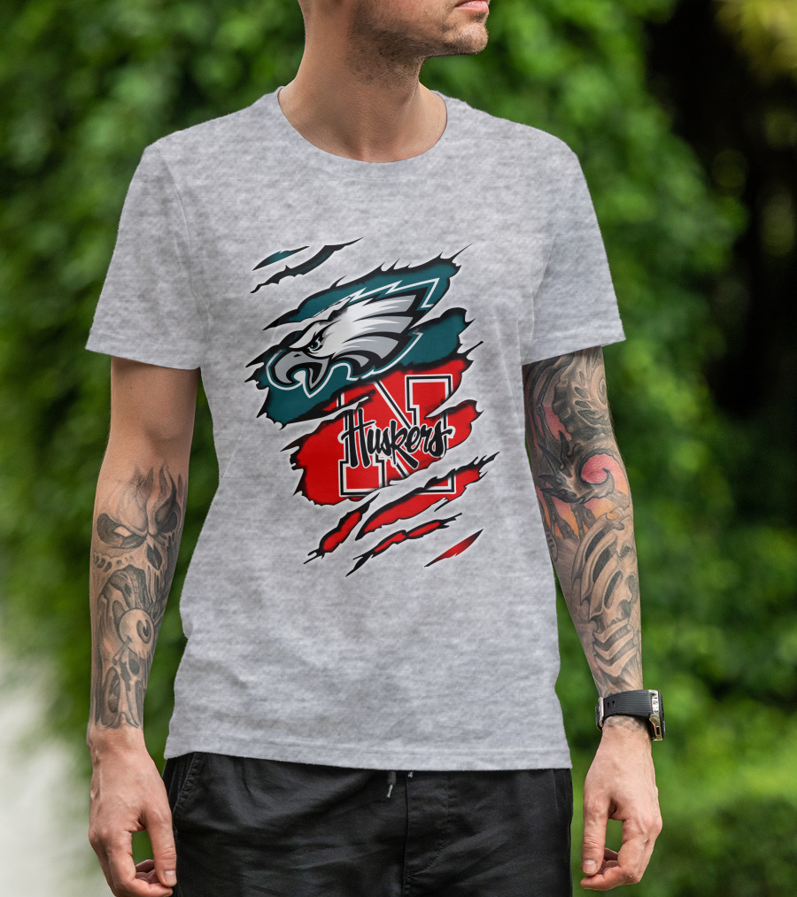 Philadelphia Eagles Nebraska Cornhuskers Crossover T-Shirt
