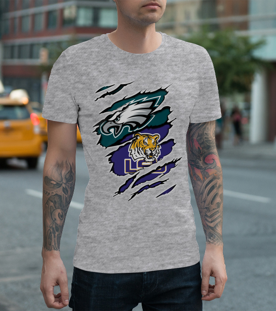 Eagles Philadelphia Tigers LSU Collaboration T-Shirt