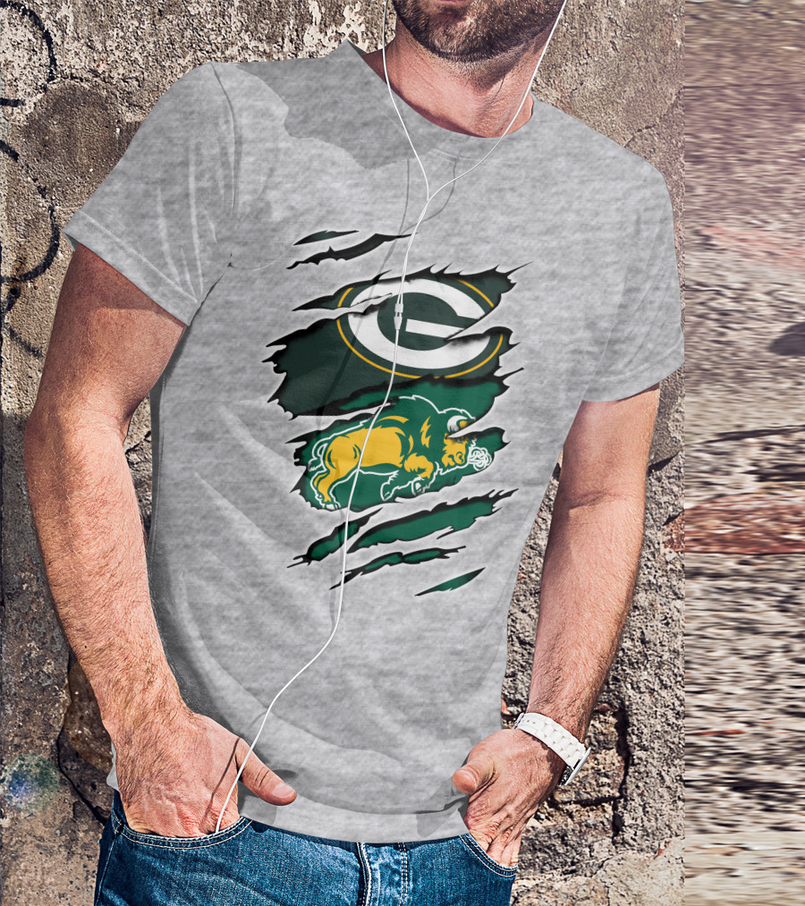 Packers Dakota Green Bay North Dakota State Bison Logo Fusion T-Shirt