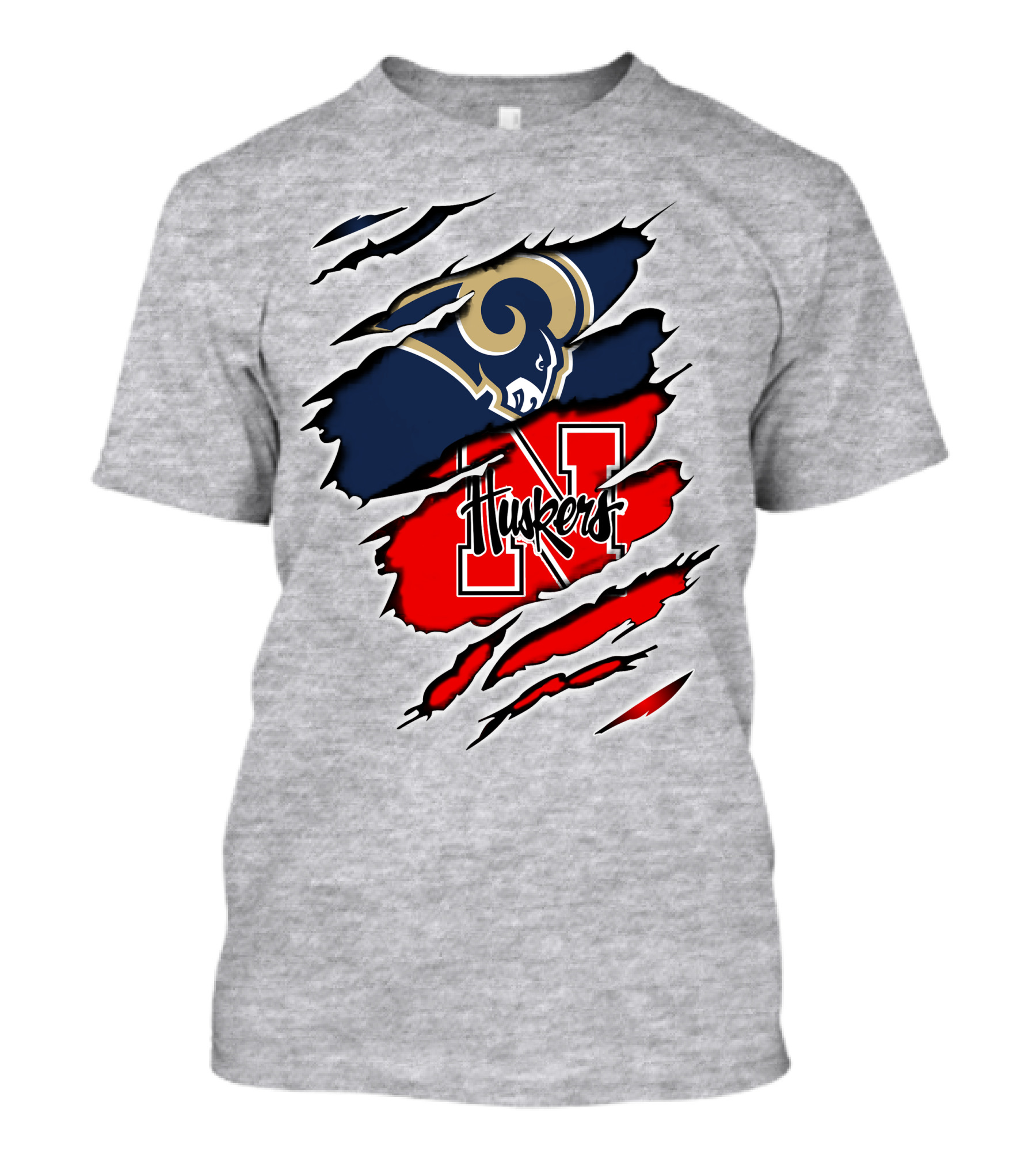 Rams Huskers Mascot Fusion Scratched T-Shirt