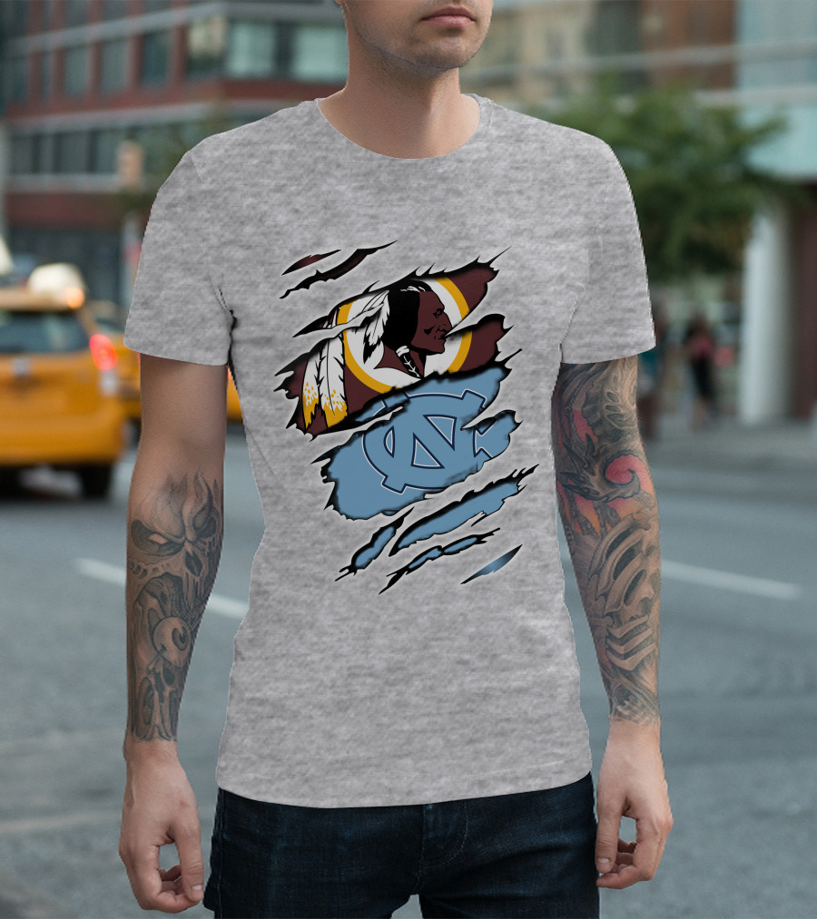 Washington Redskins North Carolina Tar Heels Logo Crossover T-Shirt