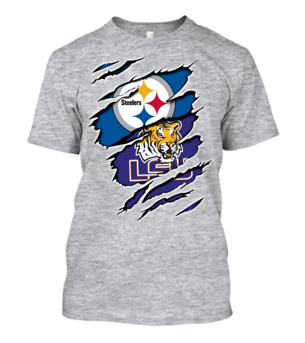 Steelers Logo And LSU Tigers Scratch T-Shirt