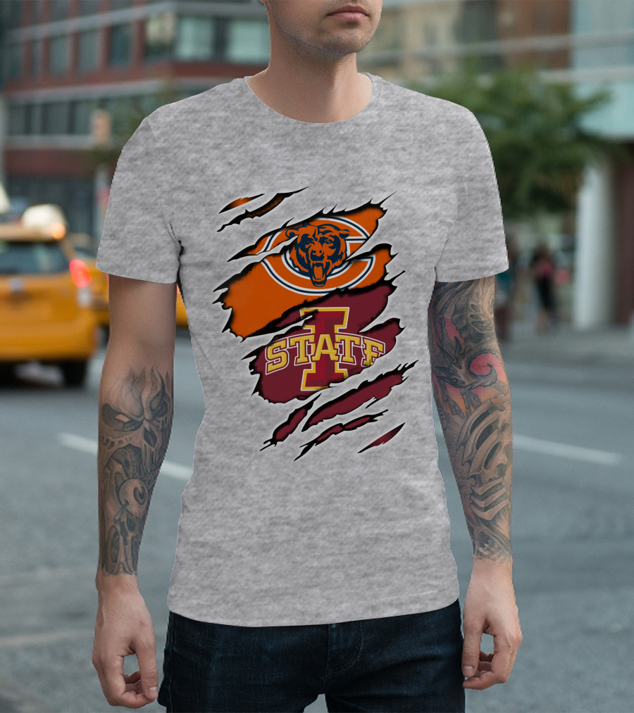 Chicago Bears Iowa State Cyclones Torn Claw T-Shirt