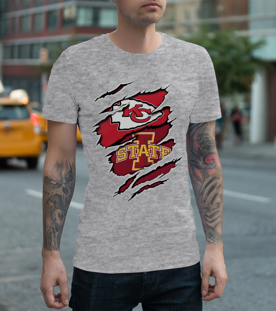 Chiefs Iowa State Kc Cyclones Logo Fusion Vintage Style T-Shirt