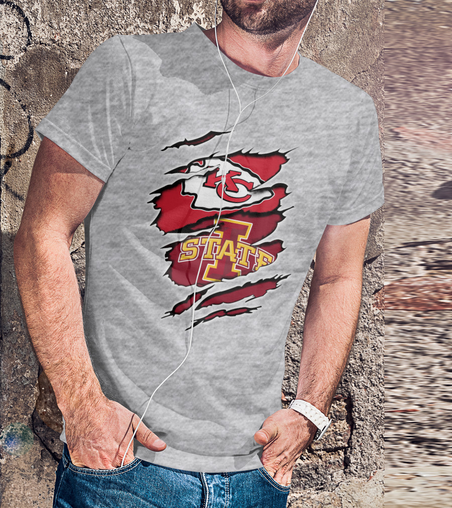 Chiefs Iowa State Kc Cyclones Logo Fusion Vintage Style T-Shirt