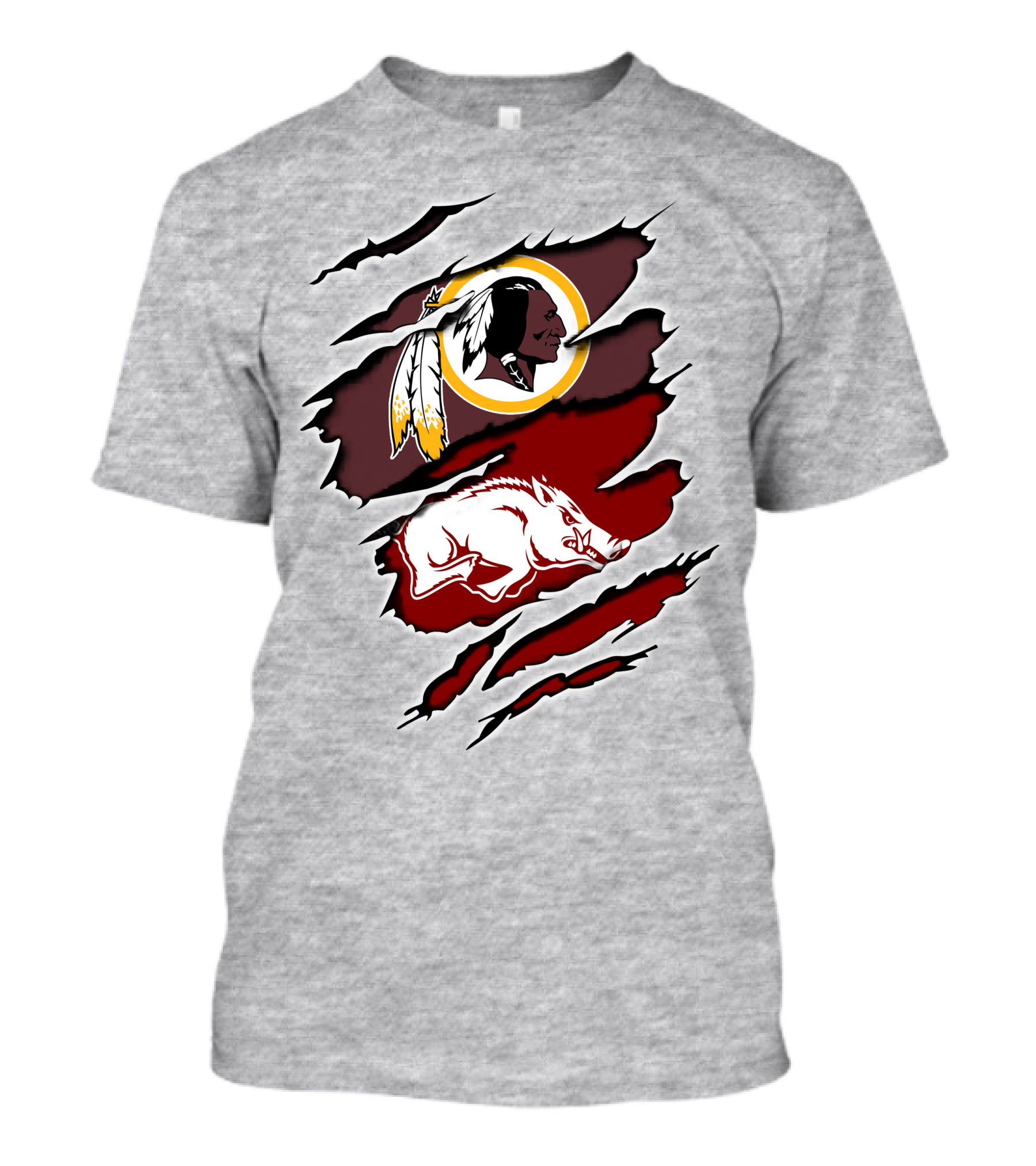 Washington Football Team Arkansas Razorbacks Ripped Claw T-Shirt