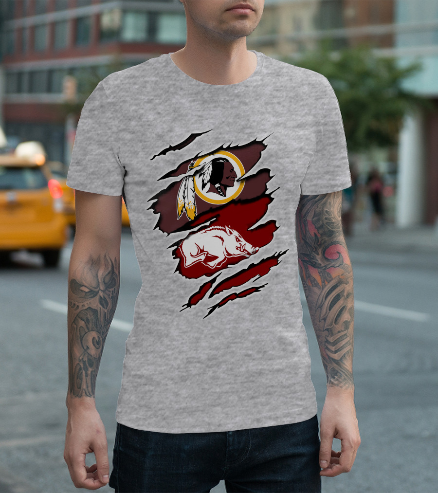 Washington Football Team Arkansas Razorbacks Ripped Claw T-Shirt