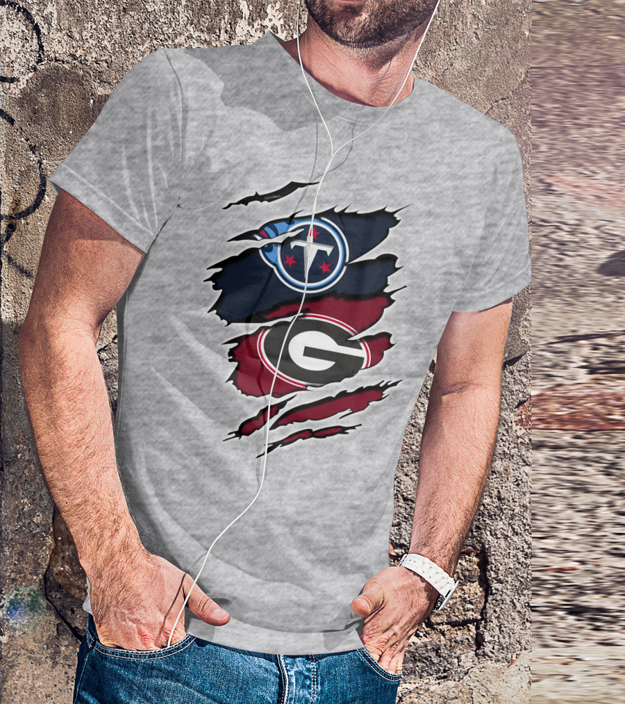 Tennessee Titans Georgia Bulldogs Claw Marks T-Shirt