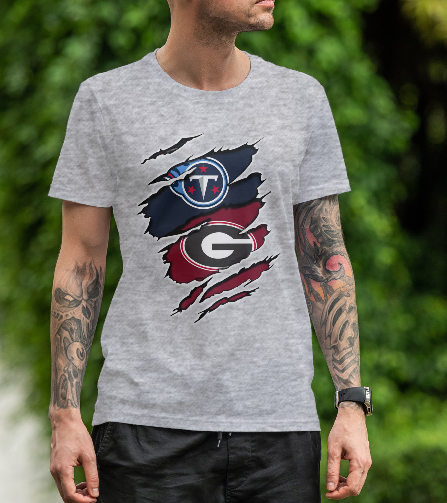 Tennessee Titans Georgia Bulldogs Claw Marks T-Shirt