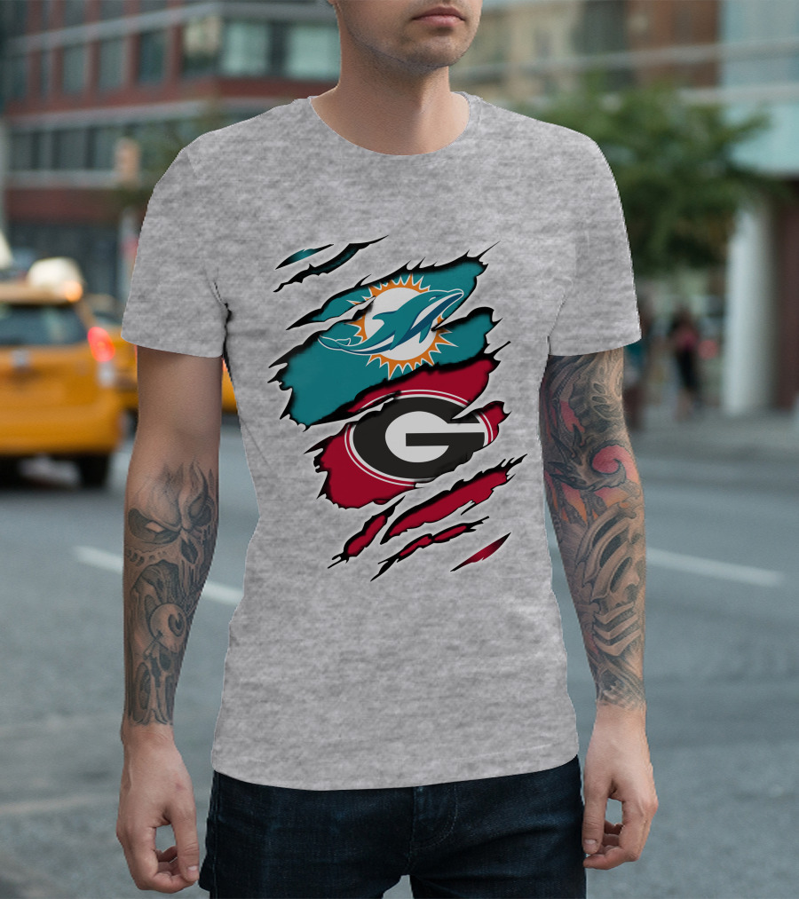 Miami Dolphins Georgia Bulldogs Fan T-Shirt