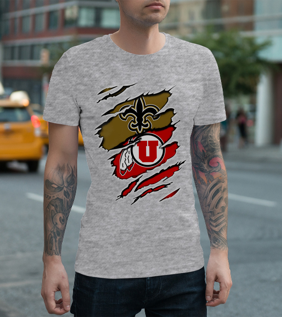 New Orleans Saints Utah Utes Fusion Fan Gear T-Shirt