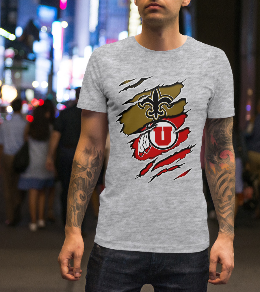 New Orleans Saints Utah Utes Fusion Fan Gear T-Shirt