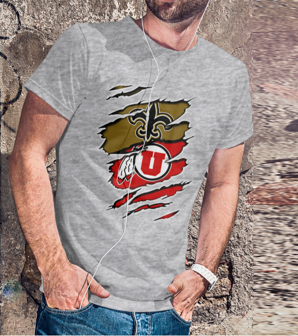 New Orleans Saints Utah Utes Fusion Fan Gear T-Shirt