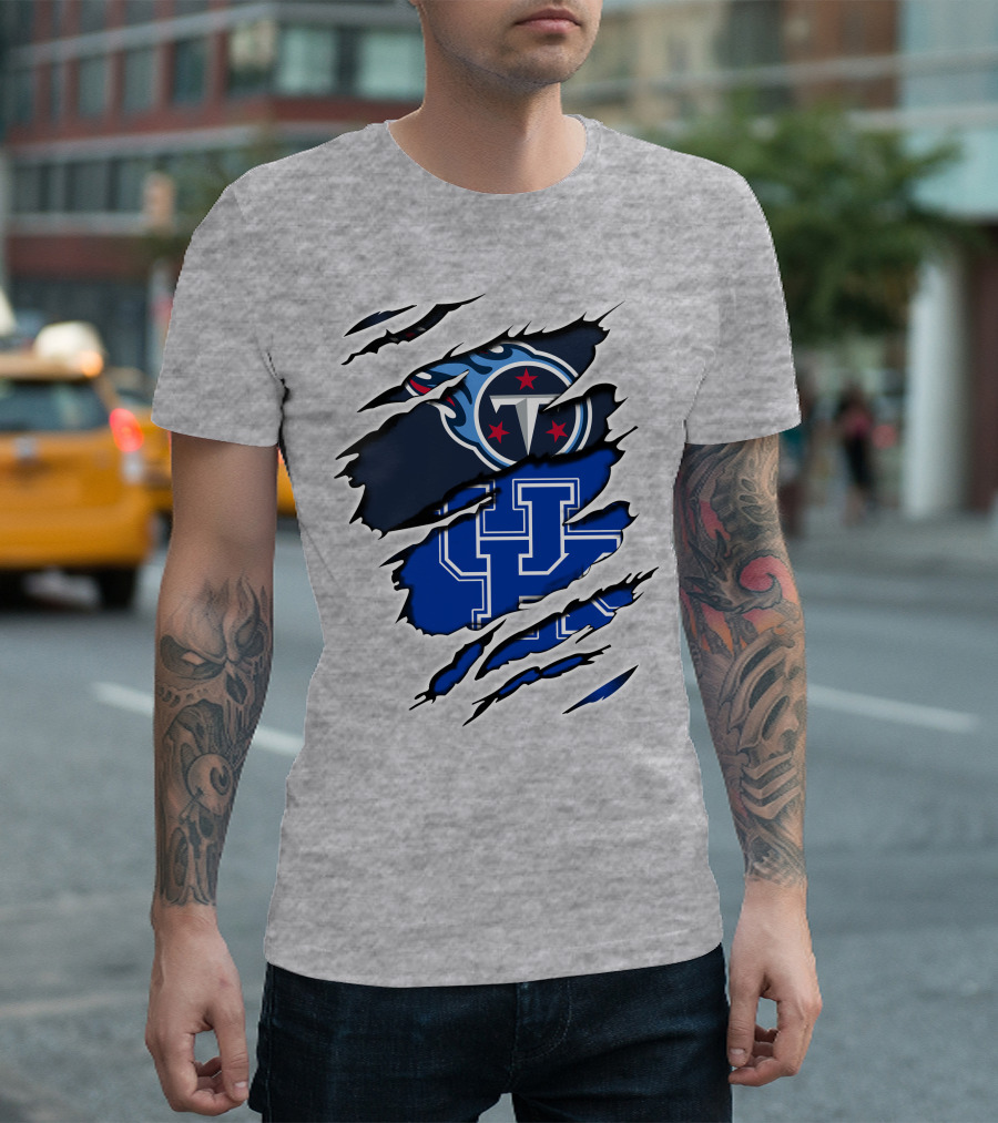 Tennessee Titans and Kentucky Wildcats Logo Fusion T-Shirt