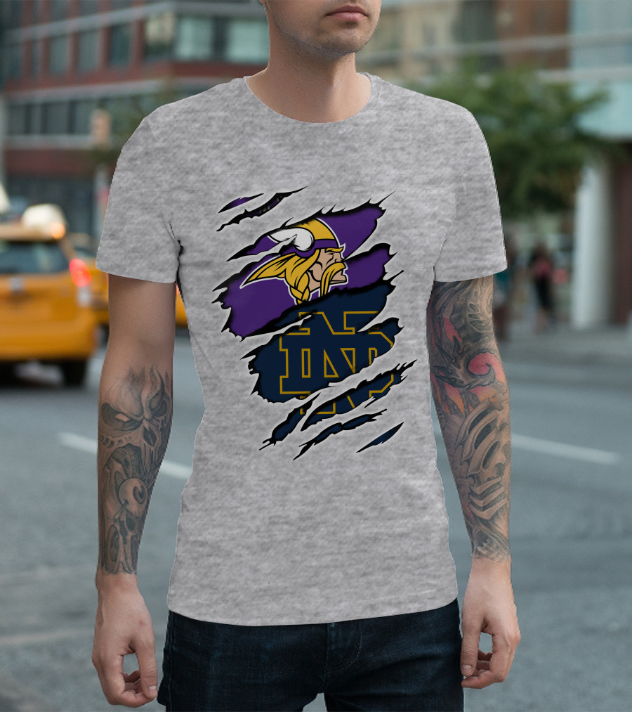 Minnesota Vikings Notre Dame Fighting Irish Collaboration T-Shirt