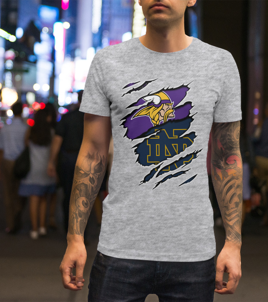 Minnesota Vikings Notre Dame Fighting Irish Collaboration T-Shirt