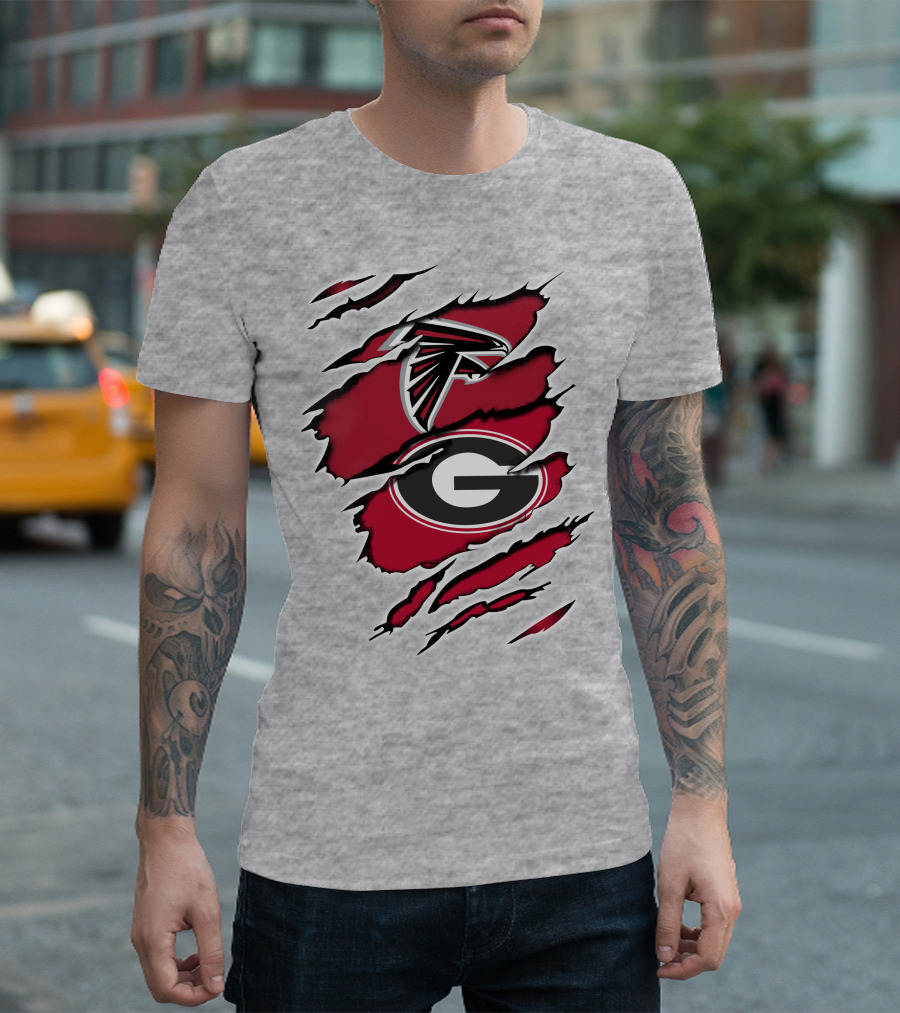 Atlanta Falcons Georgia Bulldogs Claw Mark Logo Fusion T-Shirt