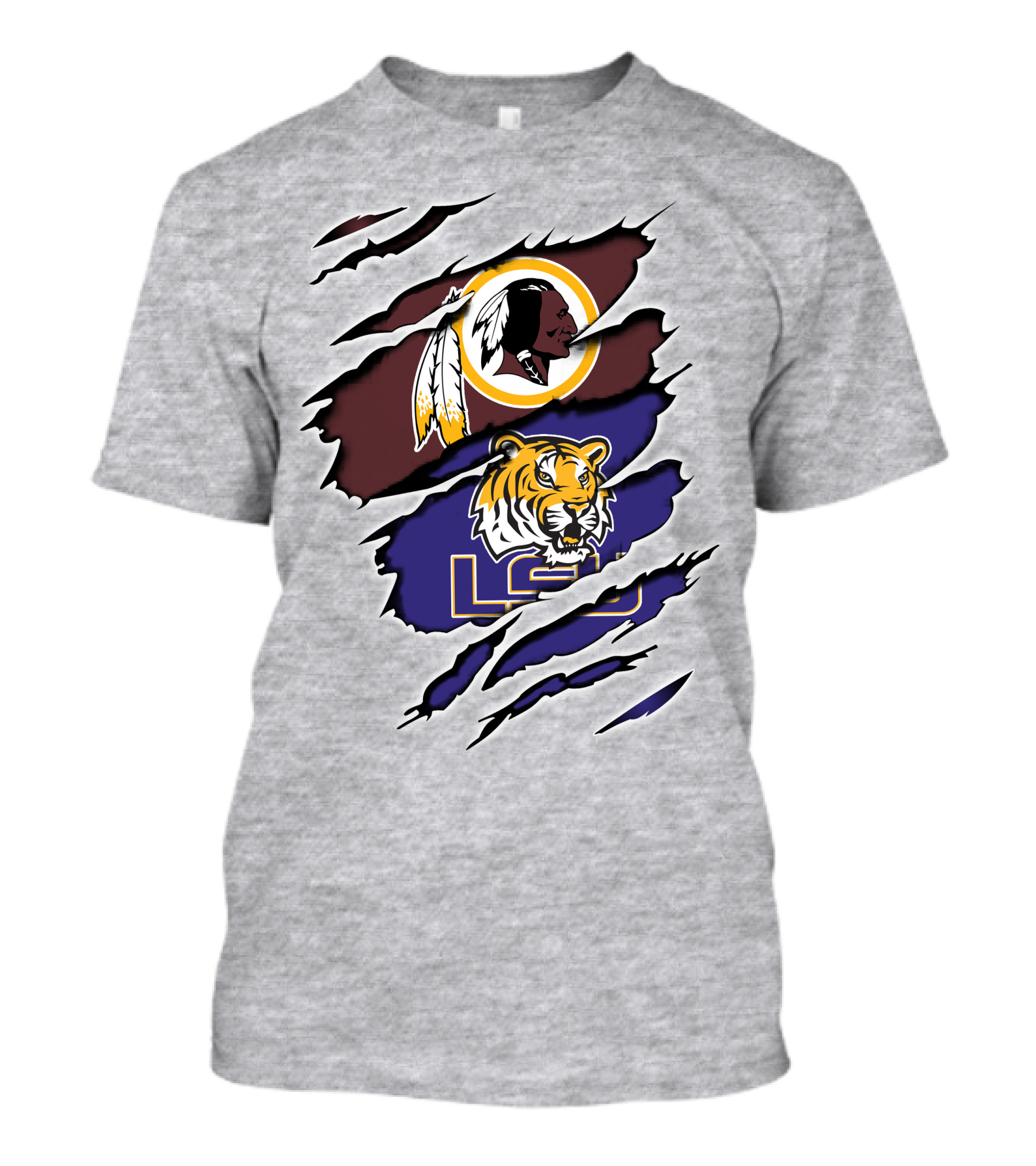 Washington Redskins Lsu Tigers Logo Claw Marks T-Shirt