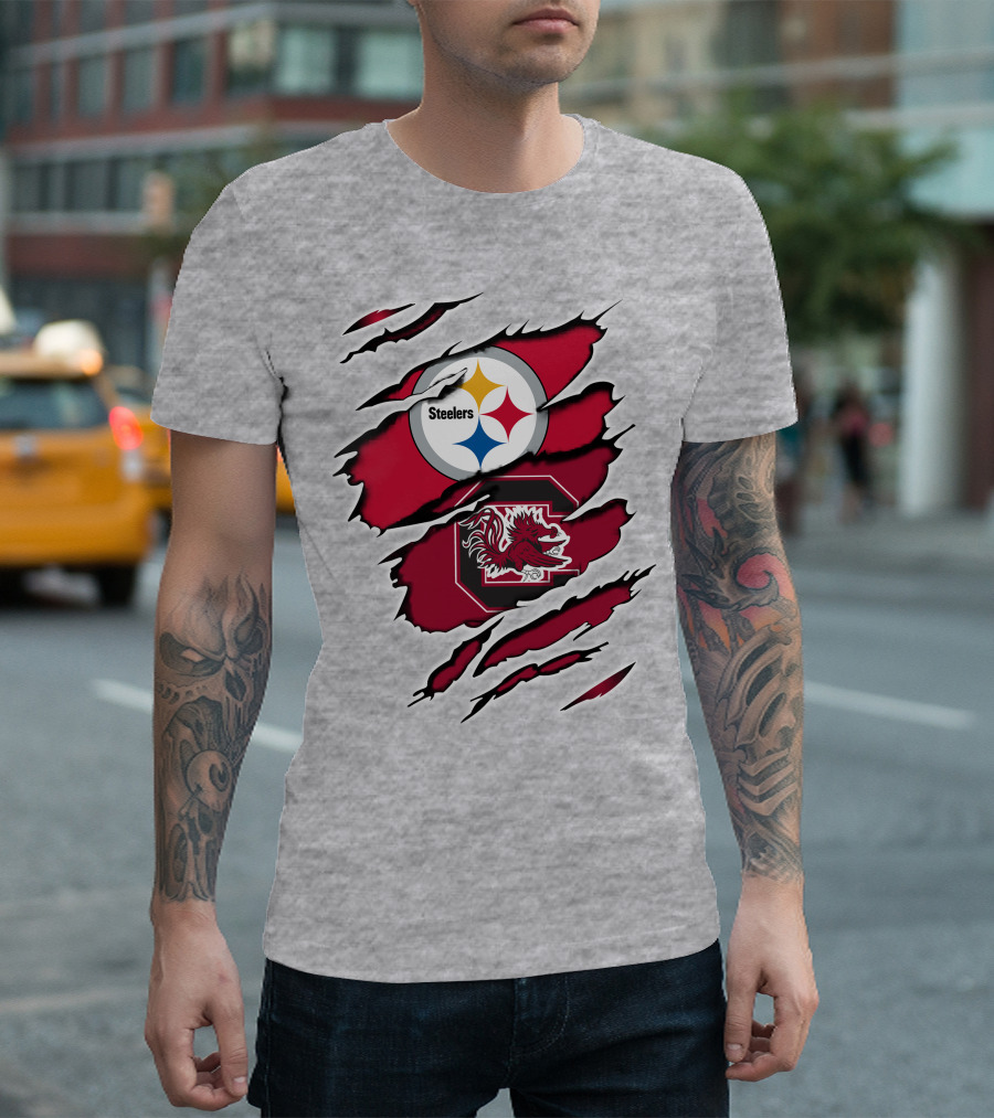Steelers Gamecocks Ripped T-Shirt