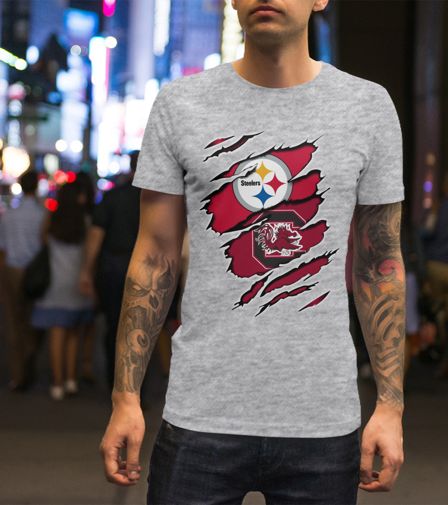 Steelers Gamecocks Ripped T-Shirt