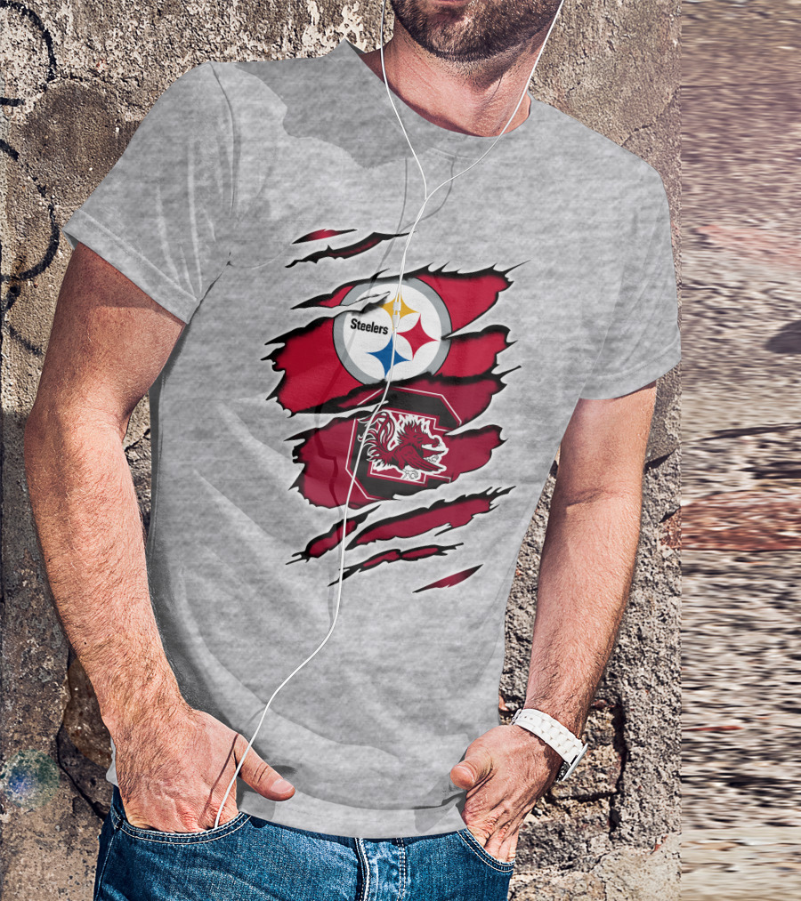Steelers Gamecocks Ripped T-Shirt