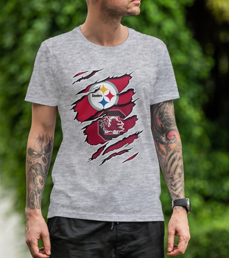 Steelers Gamecocks Ripped T-Shirt