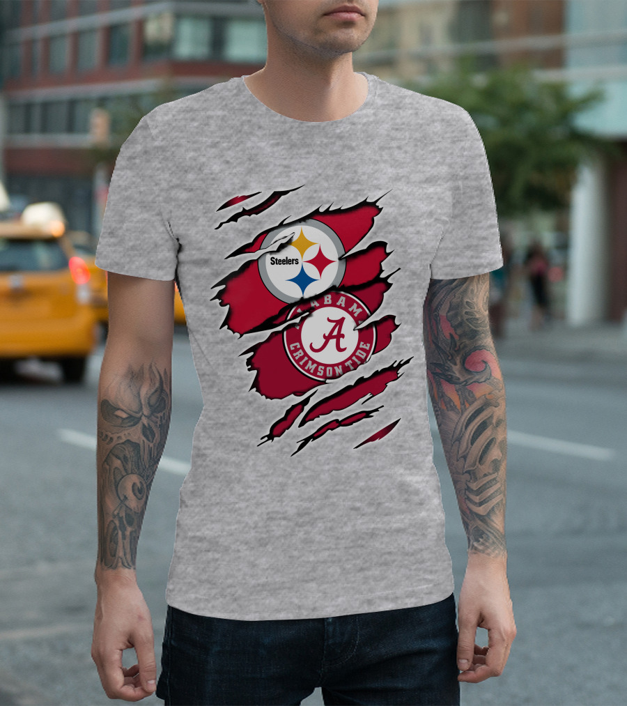 Steelers Alabama Crimson Tide Fan Logo Collaboration T-Shirt