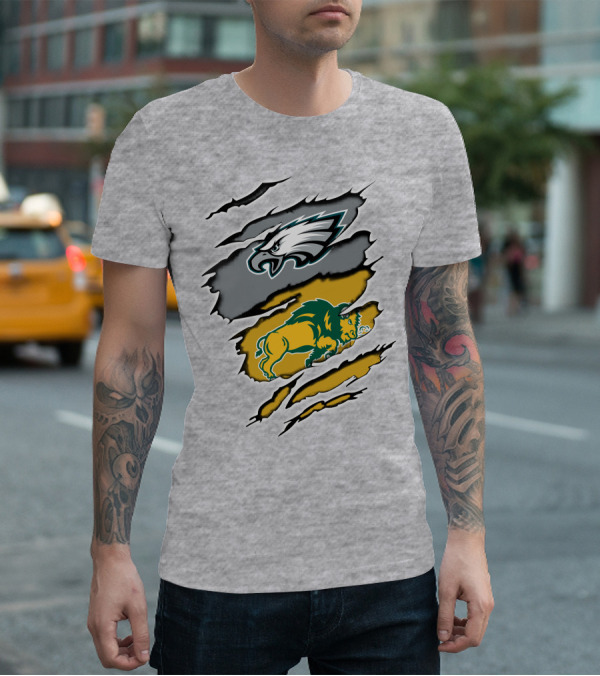 Eagles Dakota Bison Football Fusion Ripped Claw T-Shirt