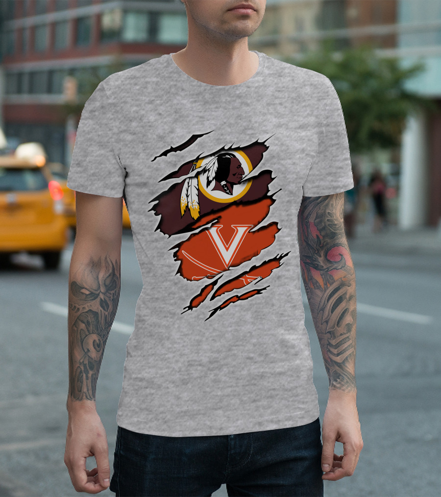 Redskins Virginia Cavaliers Logo Mashup T-Shirt