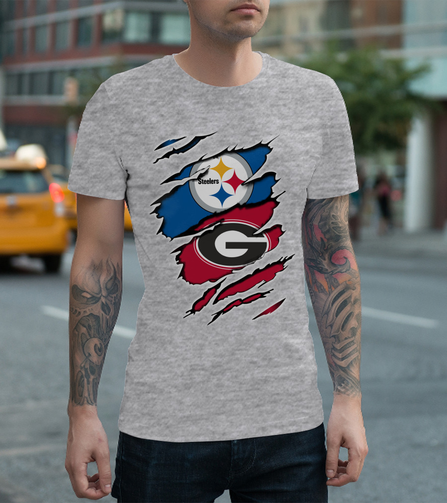 Steelers Georgia Bulldogs Fan Crossover T-Shirt