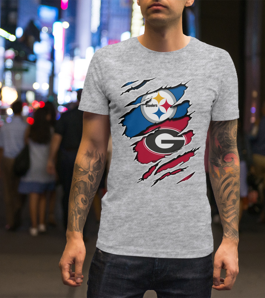 Steelers Georgia Bulldogs Fan Crossover T-Shirt