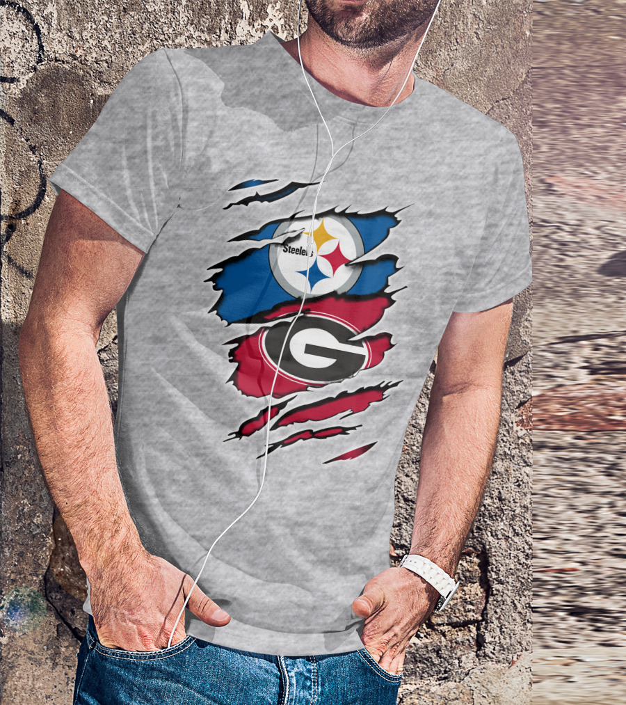 Steelers Georgia Bulldogs Fan Crossover T-Shirt