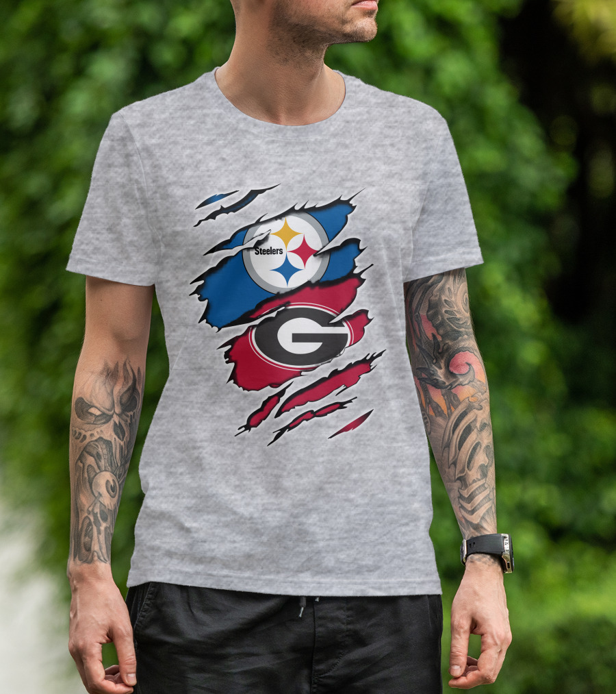 Steelers Georgia Bulldogs Fan Crossover T-Shirt