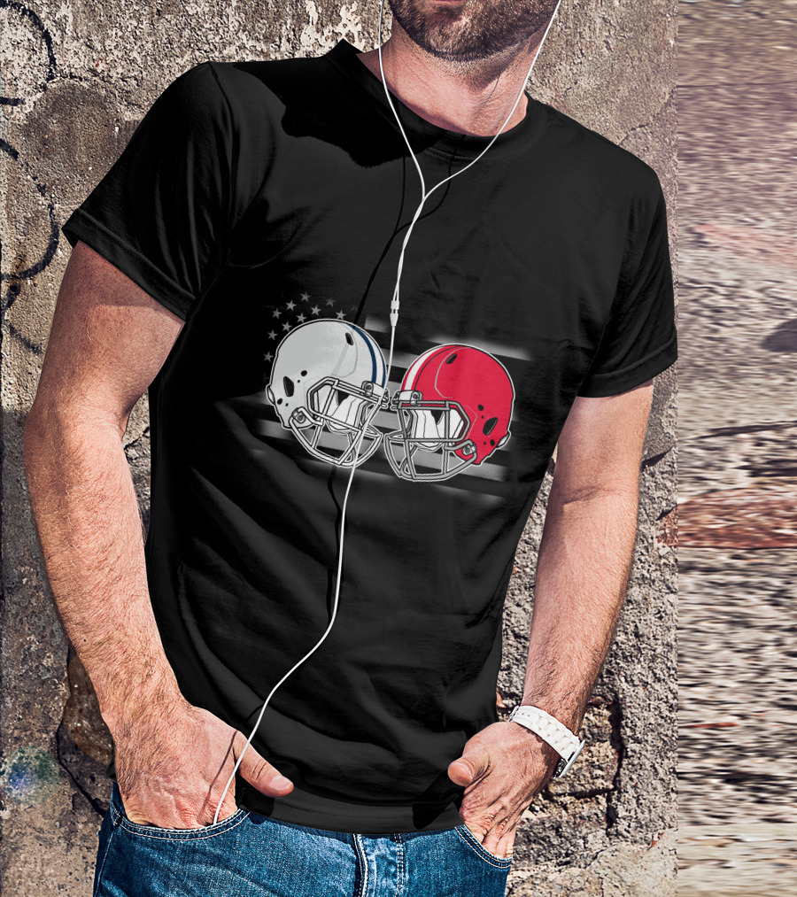 Cow Bul Football Helmets American Flag T-Shirt
