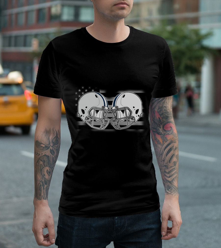Cow Cava American Football Helmets United States Flag T-Shirt