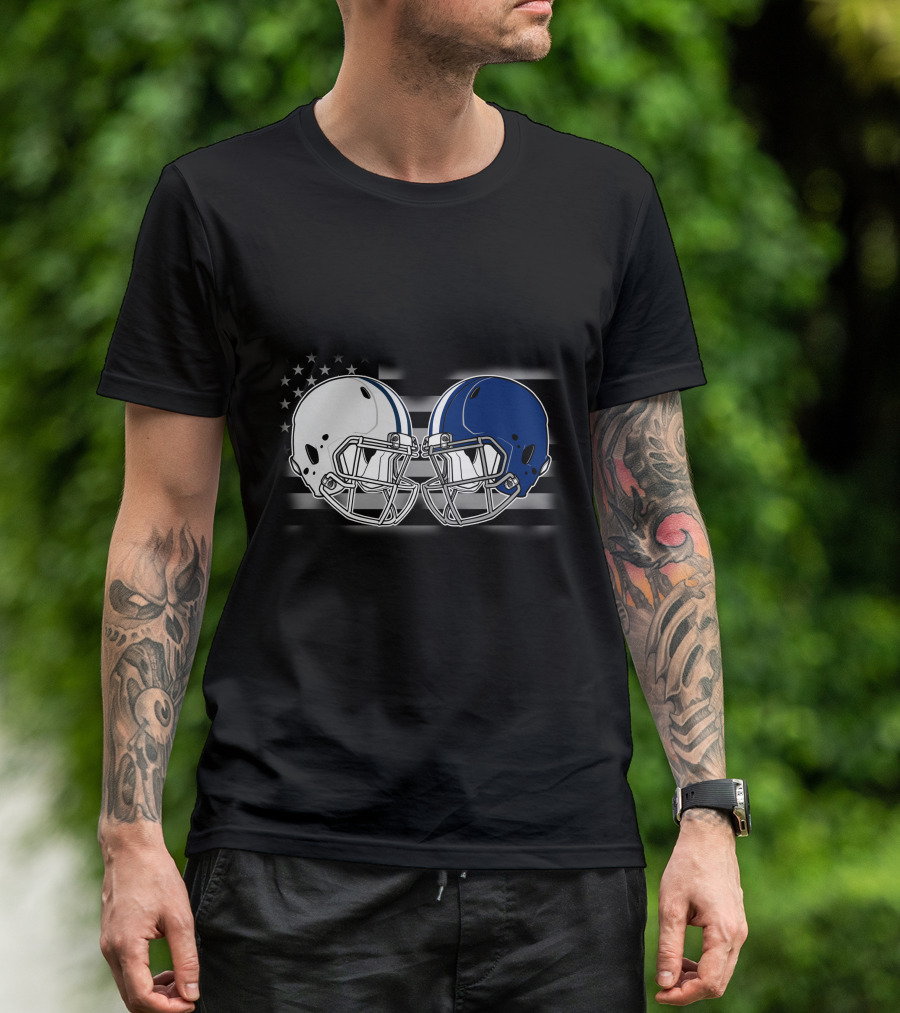 Cow Lions American Flag Football Helmets T-Shirt