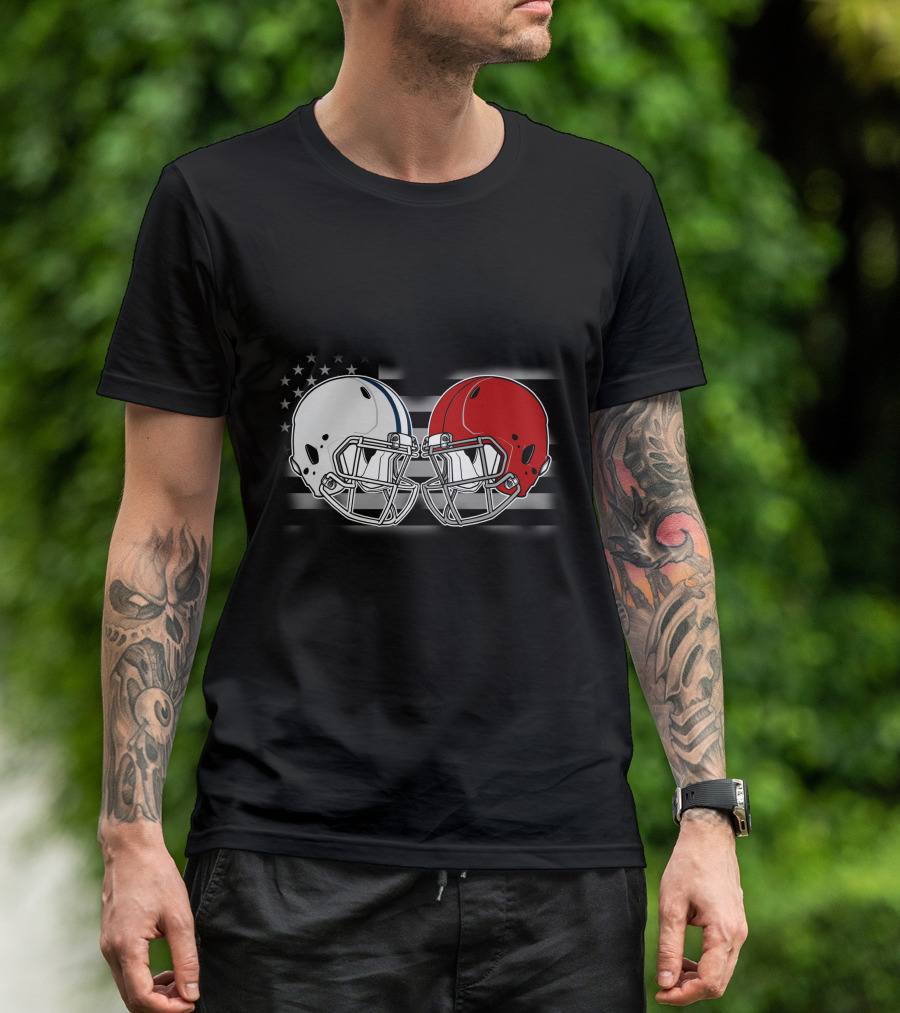 American Flag Football Helmets Clash T-Shirt