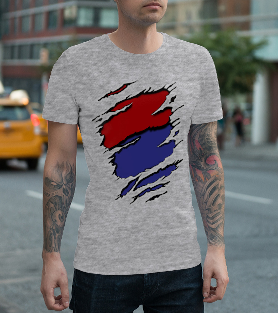 Batimore Washington Team Colors Red Blue Claw Marks T-Shirt