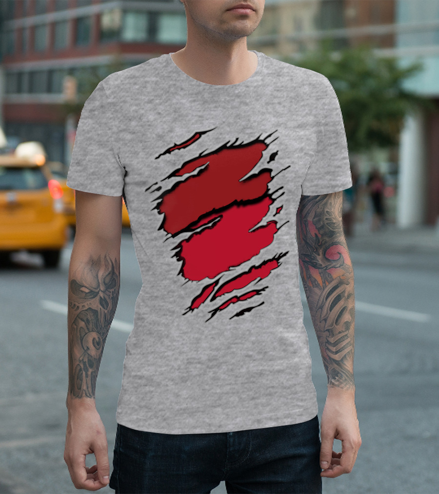 Chi Town Claw Marks Red and Grey T-Shirt