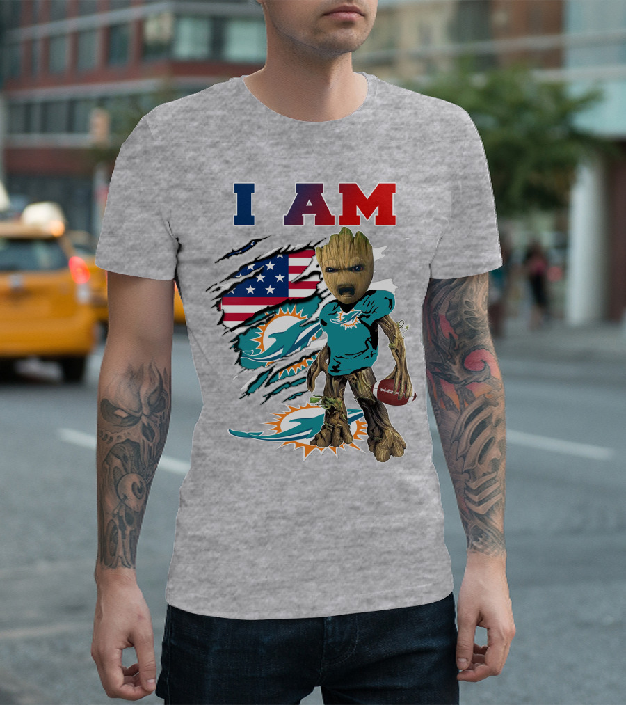 I Am Groot Miami Dolphins Nfl Football T-Shirt