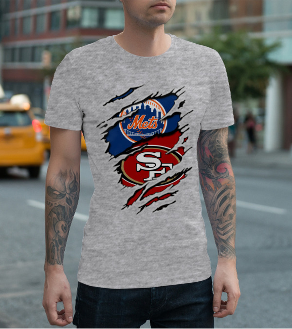 49ers Sf New York Mets Football Baseball Logos T-Shirt