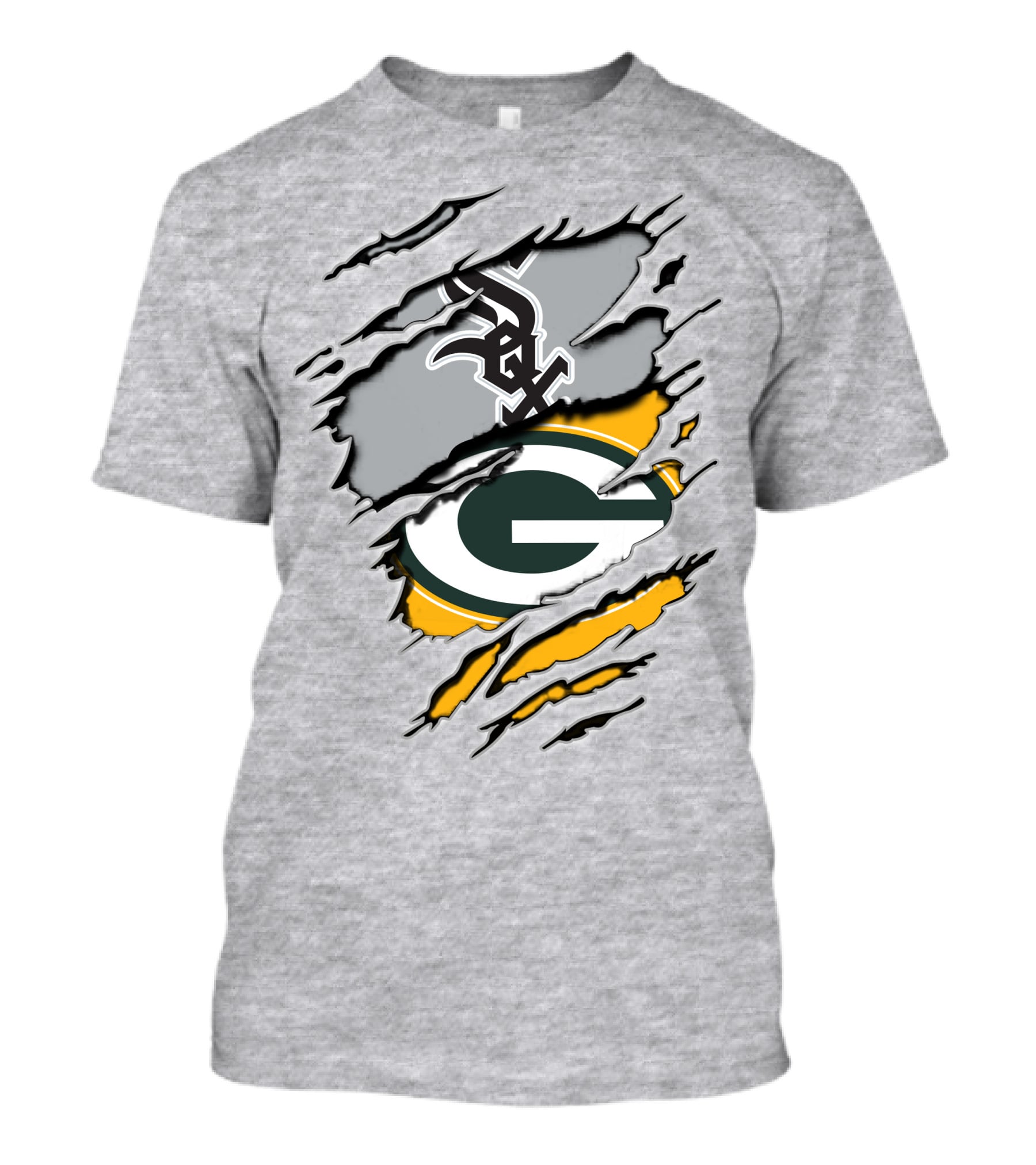 Packers White Sox Black And Green Rip Claw Marks T-Shirt